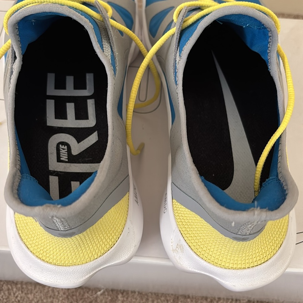 Nike By You Free 3.0 custom Blue and Gray Sneakers with Yellow Accents - Picture 6 of 9